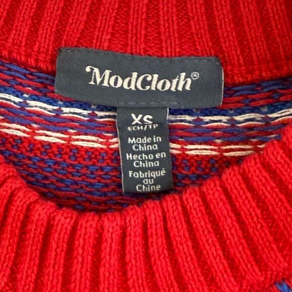 Modcloth Dinosaur T Rex Fair Isle Crew Neck Sweater - NWT - Women’s US XS - Picture 8 of 11